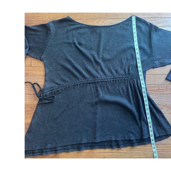 Free People Josie Thermal Dress Medium Black Waffle knit dress tunic - Picture 5 of 13